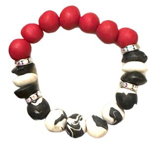 BRAND NEW ✨ Hand-rolled clay studded with Ghana glass beads and a touch of bling